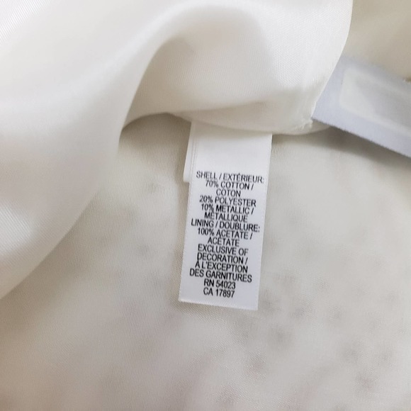 Banana Republic Pencil Skirt Size 6 Embroidered Gold Metallic Accent Ivory - Picture 8 of 8